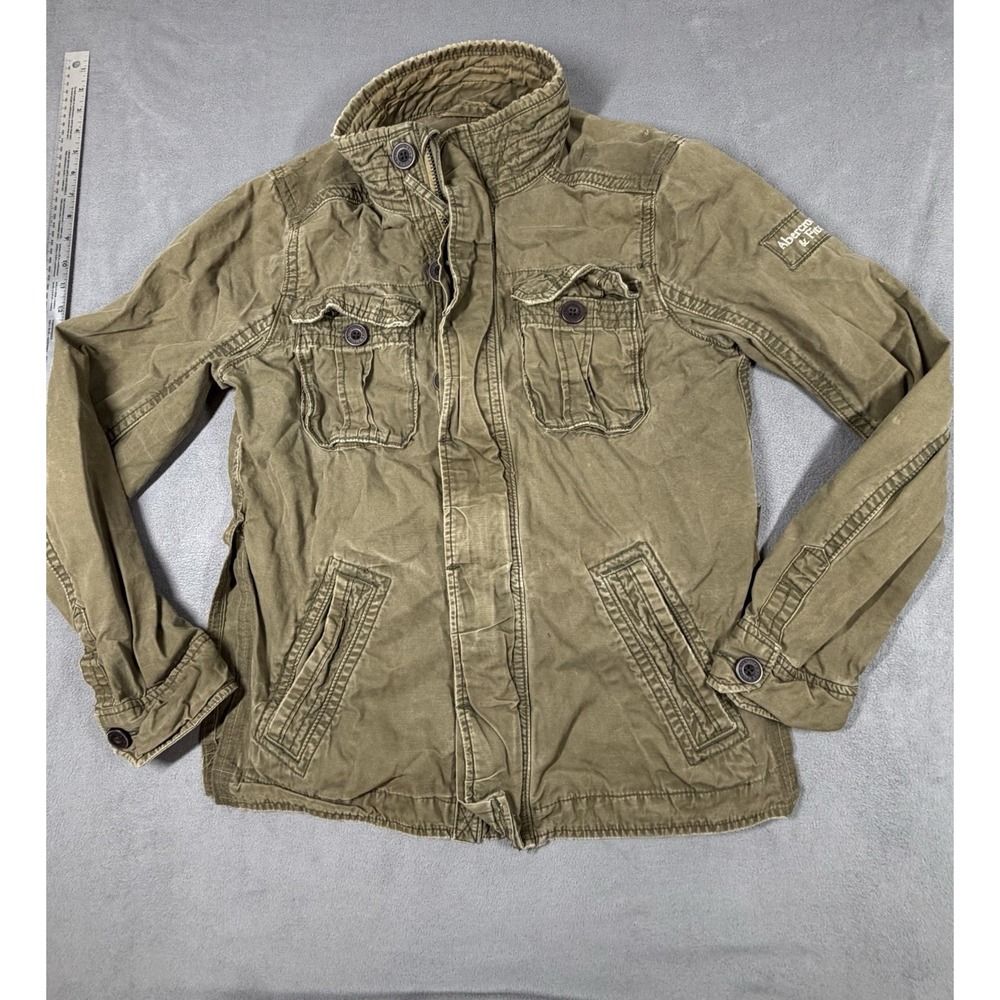 Abercrombie & Fitch Brown Utility Coat Womens Large Altered Side Slit Jacket